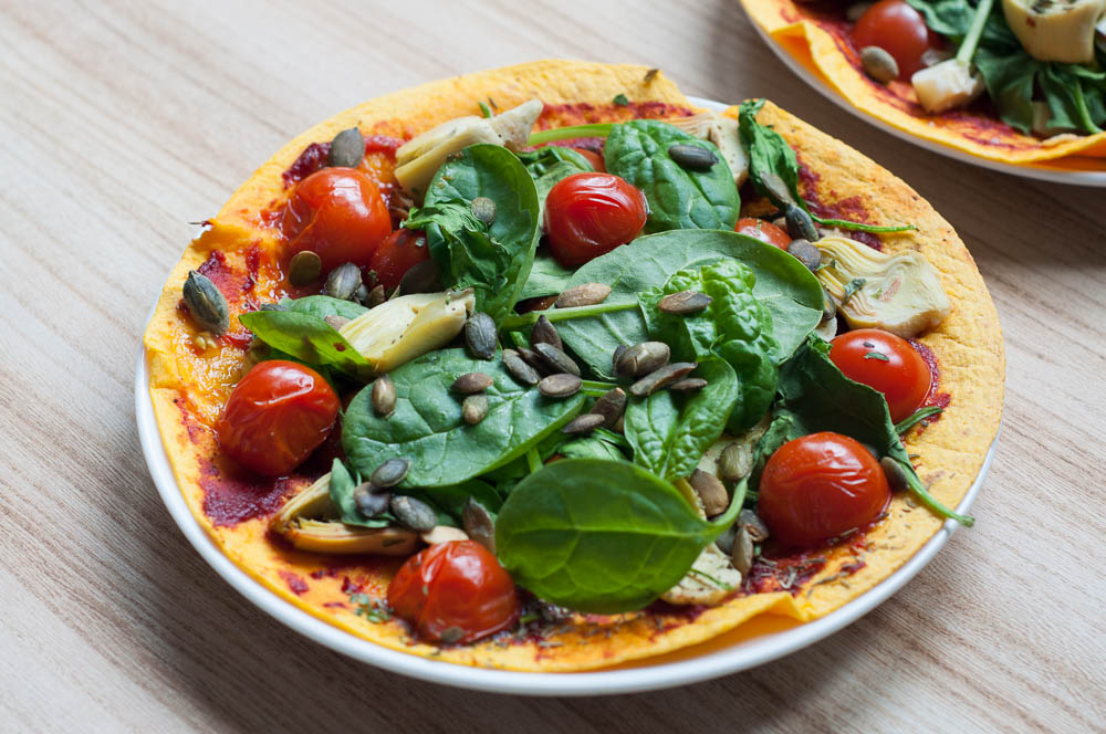 pizzawrap met spinazie en artisjokharten