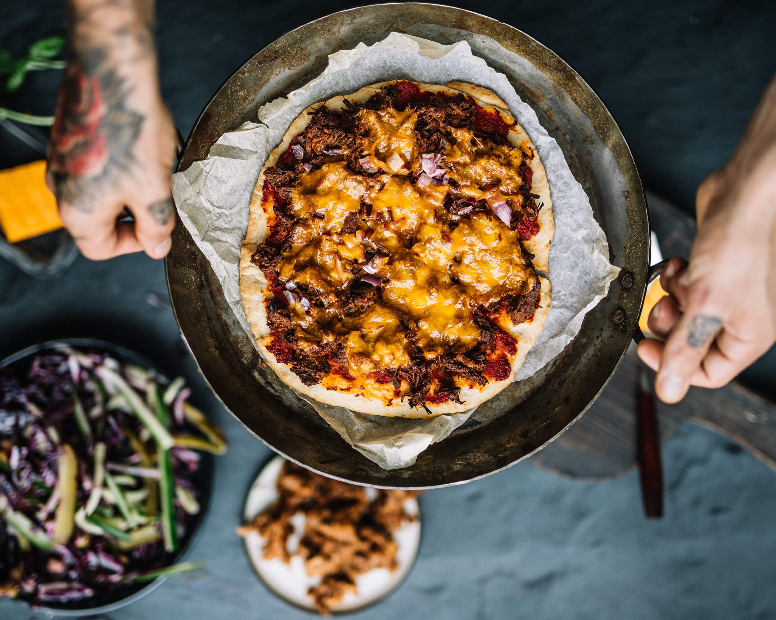 pulled beef pizza met cheddar online diëtist